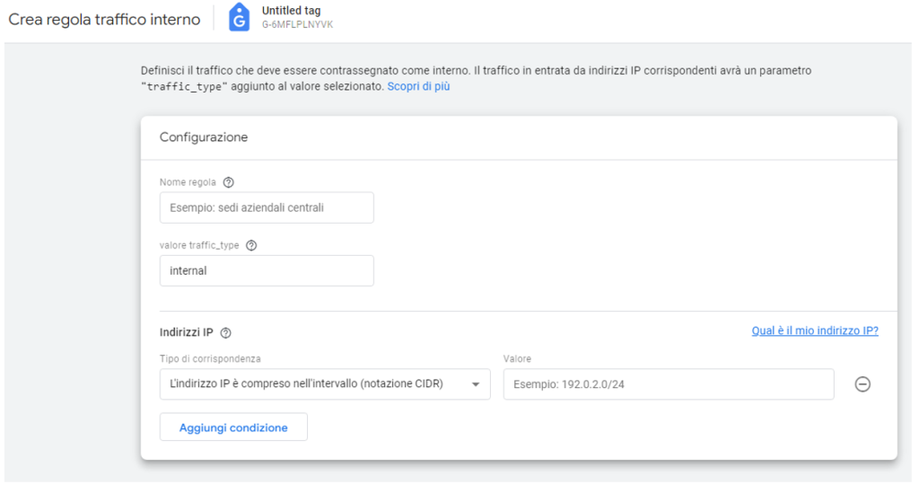 GA4 Setup - Esclusione del traffico interno