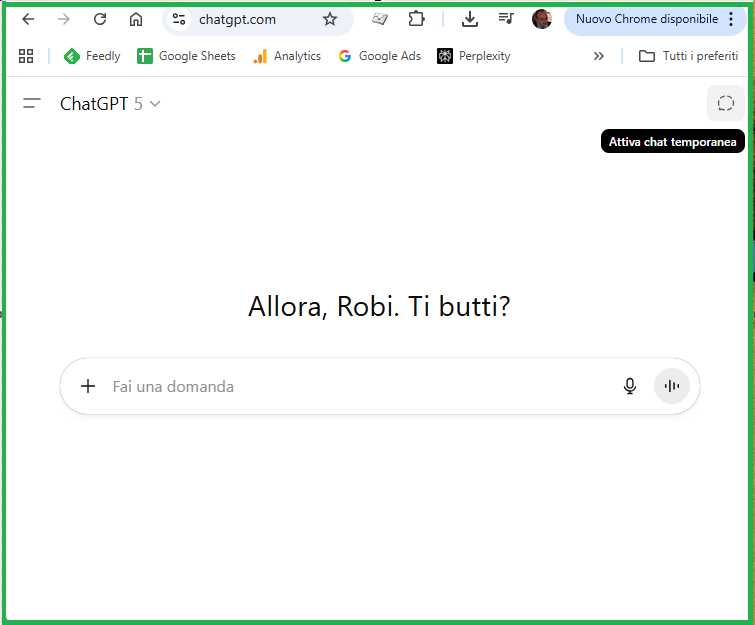 ChatGpt Attiva chat temporanea